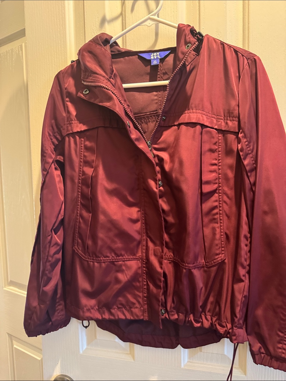 JoyLab Women's Burgundy Hooded Bomber Jacket